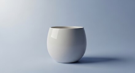 Minimalist white ceramic bowl on soft blue background  