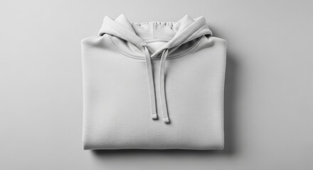 Folded gray hoodie on minimalist grey background  