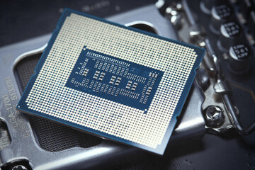 Detail of computer chip - main processor of PC architecture system