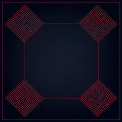 어두운 배경화면에 버건디 컬러로 꾸며진 미로.