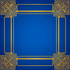 파란색 배경에 금색으로 꾸민 미궁.