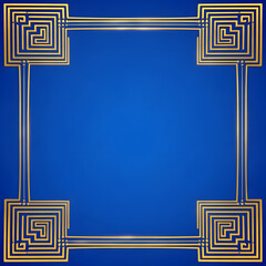 파란색 배경에 금색으로 꾸민 미궁.