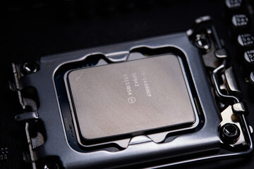 Detail of computer chip - main processor of PC architecture system