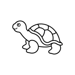 A simple line drawing depicts a cartoon turtle with segmented shell smiling