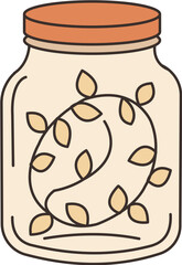 Jar with Cozy String Lights Illustration – Warm Hygge Decor Element for Home Comfort Design