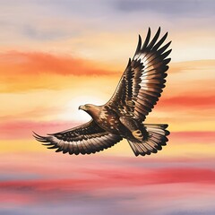 "Sunset Flight - Watercolor Silhouette