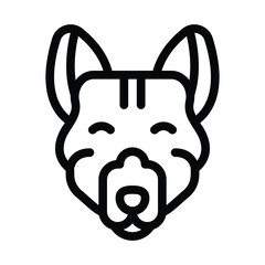 A stylized dog head icon featuring prominent ears closed eyes and a detailed snout