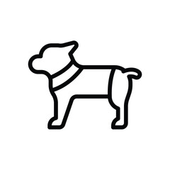A stylized outlined dog standing in profile