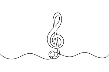 Simple black music notes one line art modern minimalist design illustration
