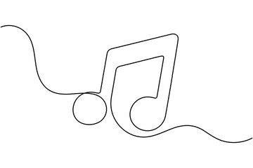 Simple black music notes one line art modern minimalist design illustration
