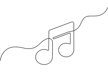 Music notes one line drawing minimalist vector illustration on white background
