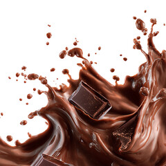 Chocolate background. Chocolate splash isolated on transparent background