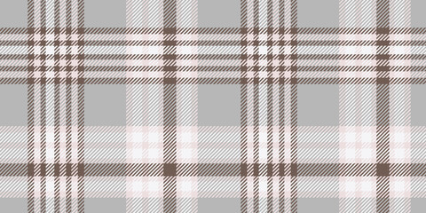 A seamless tartan plaid pattern featuring soft grey, brown, and white tones. Perfect for textile design, fashion, home decor, and creative projects with a sophisticated and minimalistic aesthetic.
