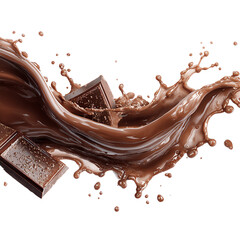 Chocolate background. Chocolate splash isolated on transparent background