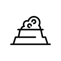 Black linear icon bowl of food Two tiers below rounded shape three swirls in the top