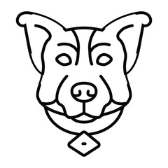 Black outline of dog head ears up collar diamondshaped tag