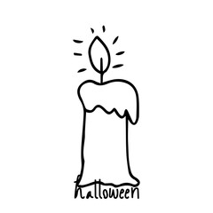 Simple Halloween Candle Illustration with a Spooky Flame and 