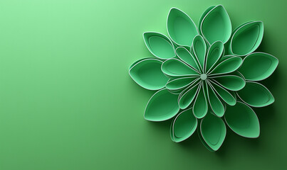 Artistic green floral design studio setting digital artwork minimalist environment top-down view nature-inspired concept