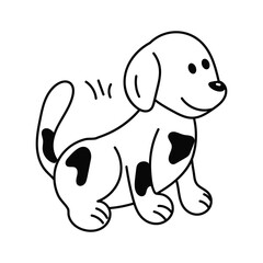 Cartoon dog with spots sitting tail wagging