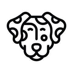 Dog head outline spotted floppy ears one dot eye round nose simple design