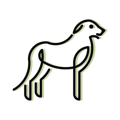 Dog illustration black outline simple design standing pose sleek minimalist style