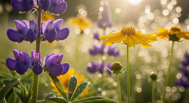 Flowers in shades of purple and yellow