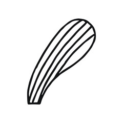 Hand drawn doodle style outline illustration of a stylized elongated vegetable or plant leaf stalk