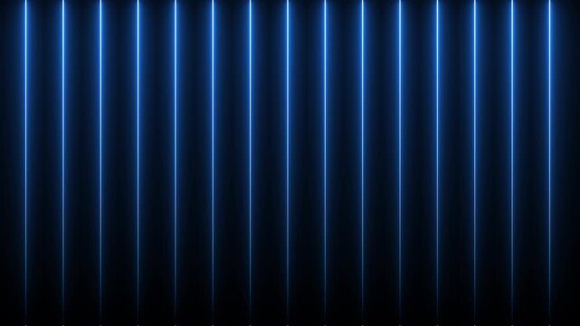 Numerous Vertical Blue Neon Lines Pattern on Black Background Keywords: blue, neon, lines, light, glow, vertical, pattern, multiple, numerous, isolated, dark, background, abstract, energy