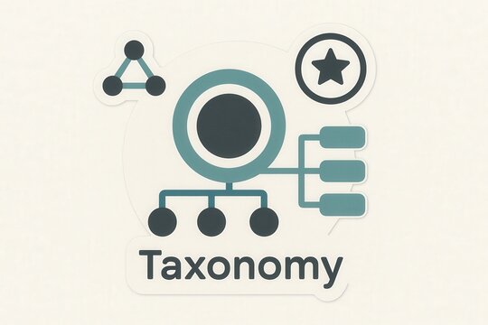 Visualizing intricate taxonomy systems through abstract design elements representing connection and organization in modern information architecture captured with clarity