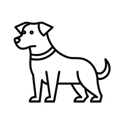 Outline of a dog standing with collar visible tail ears and four legs