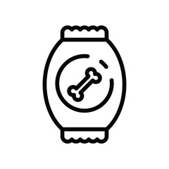 Outlined dog food bag features a bone symbol simple design