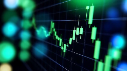 Modern digital stock market graph showing financial growth and upward trend. Perfect for business, finance, economy, trading, and investment concepts with futuristic technology background.