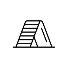 Simplified illustration of an Aframe structure potentially a ladder or tent with horizontal rungs on one side