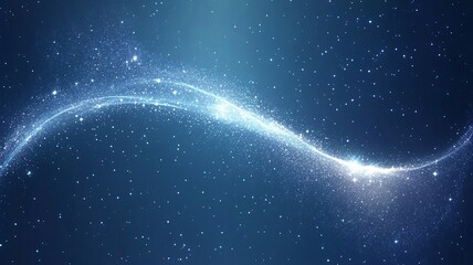 Fototapeta premium Abstract Starry Night Sky with Light Trail for Technology, Inspiration, Banner, Poster, Digital Art, and Creative Design