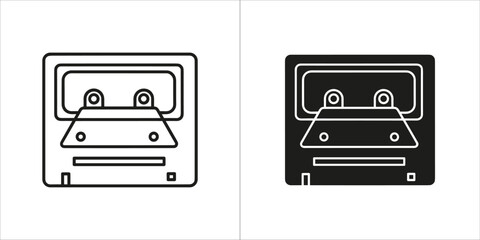 Retro cassette tape icon, vintage audio storage media