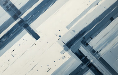 Abstract Diagonal Lines Geometric Composition in Blue and White