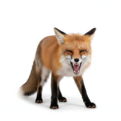 Fototapeta premium Realistic Red Fox on White Background | Full Body, Photorealistic Wildlife Animal in 8K High-Resolution | brown cat on a white background
