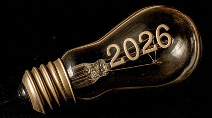 New ideas for 2026 shine bright in a creative light bulb design honoring the upcoming year