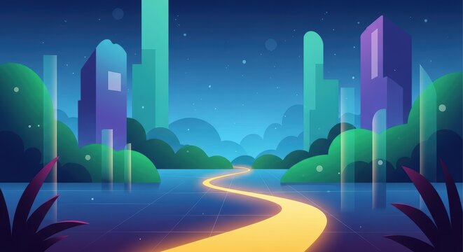 Strategic Marketing Team Planning for Customer Experience Enhancement A Cityscape Journey to Loyalty, Perfect for Business Presentations and Websites.