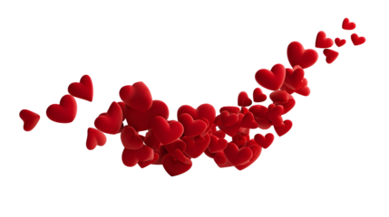 Romantic cascade of red hearts floating upward for valentine's day design