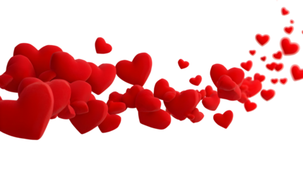 Romantic cascade of red hearts floating gracefully for valentine's day design