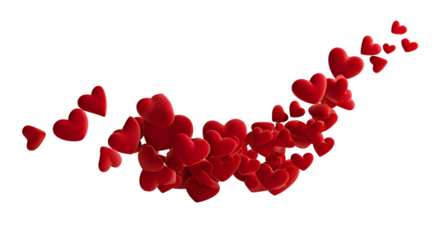 Romantic cascade of red hearts floating upward for valentine's day design - Powered by Adobe