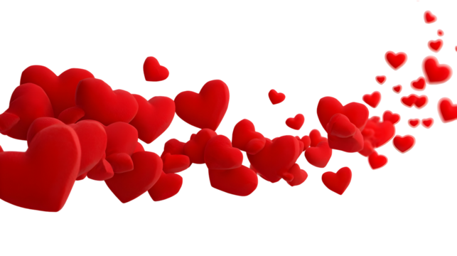 Romantic cascade of red hearts floating gracefully for valentine's day design