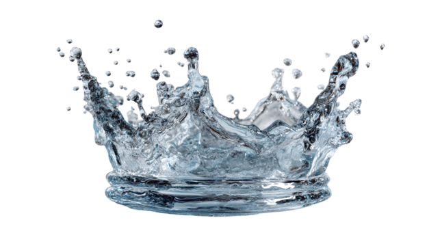 Crystal clear crown shaped water splash frozen in motion for creative designs