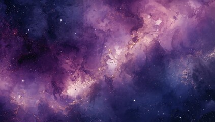Naklejka premium Purple galaxy nebula space background, cosmic dust universe wallpaper, astronomy art