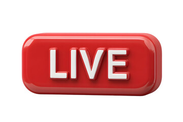Red rectangular button with rounded edges and bold white live text