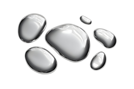 Liquid chrome droplets collection for design and decor