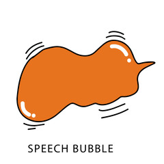 Speech Bubble Icon in Orange with Comic Style Outline