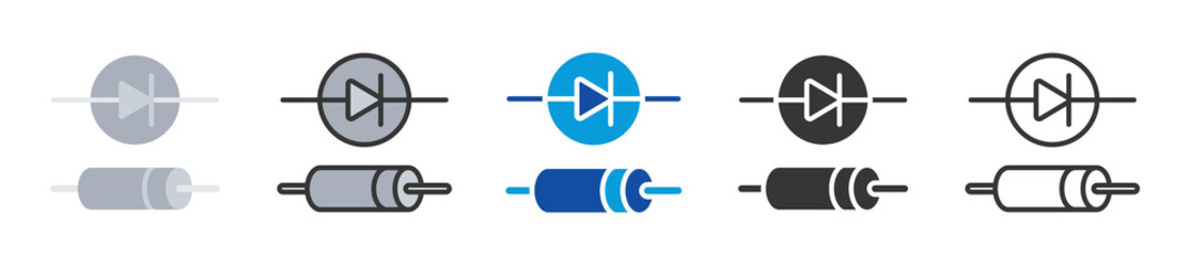 diode icon set multi style various collection