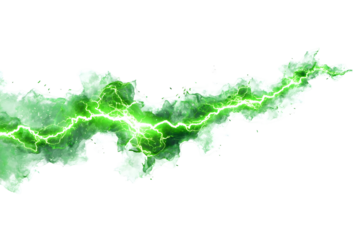 Bright green plasma lightning with sharp jagged edges for dynamic digital backgrounds